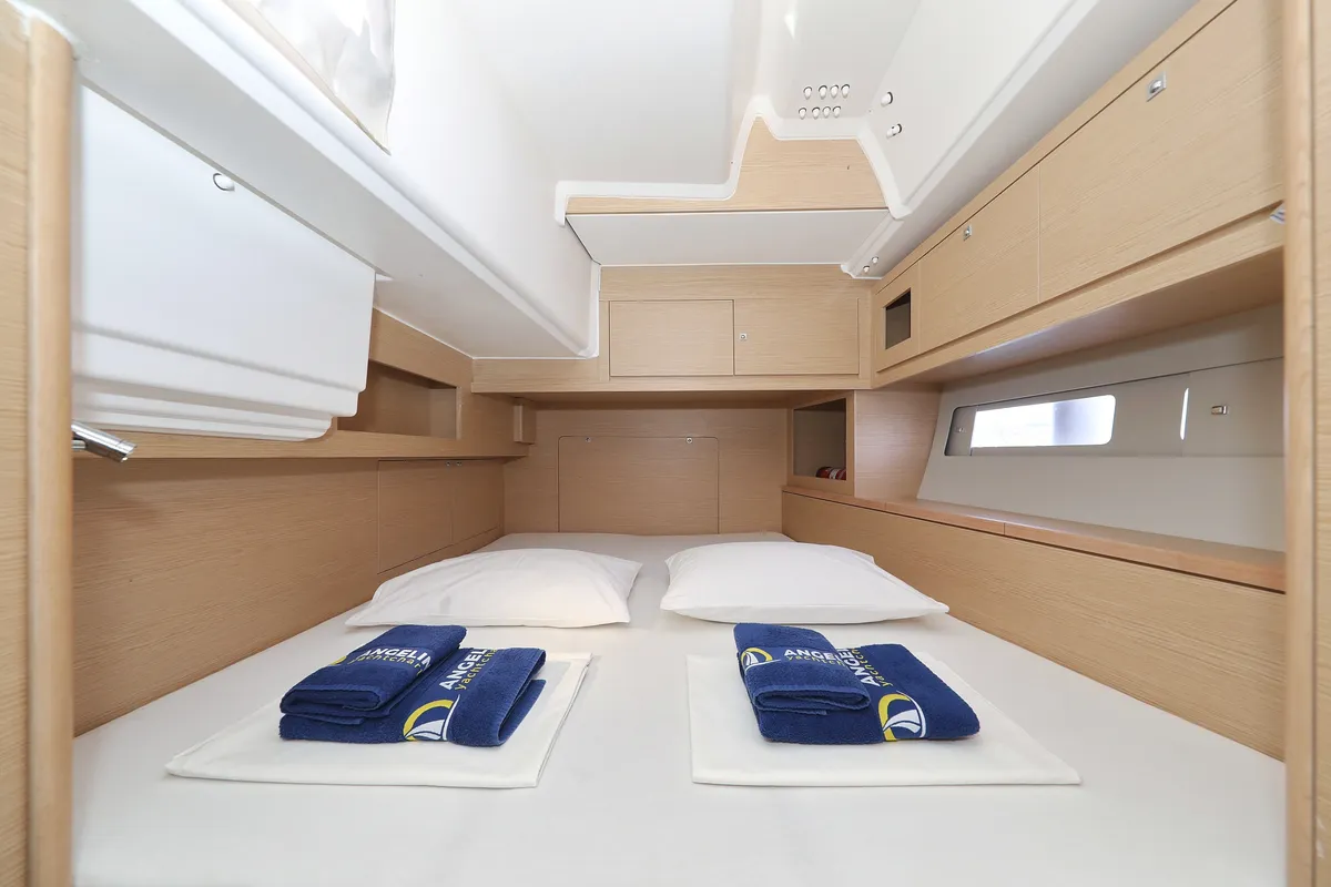 Cabin on Dancer, a Dufour 530 sailboat at Općina Sukošan, Croatia