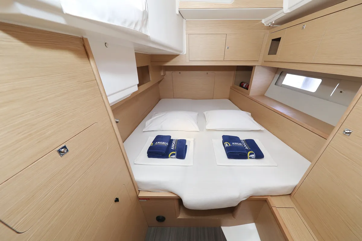 Cabin on Dancer, a Dufour 530 sailboat at Općina Sukošan, Croatia