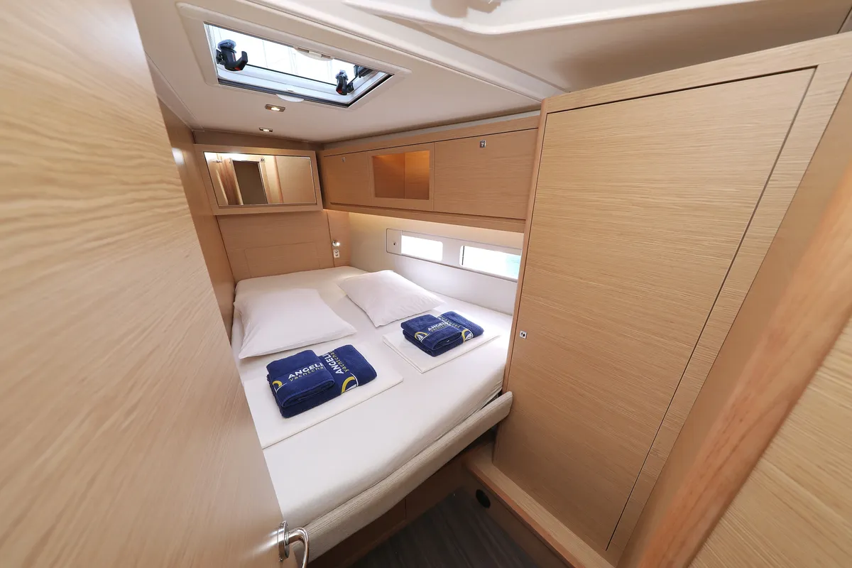 Cabin on Dancer, a Dufour 530 sailboat at Općina Sukošan, Croatia