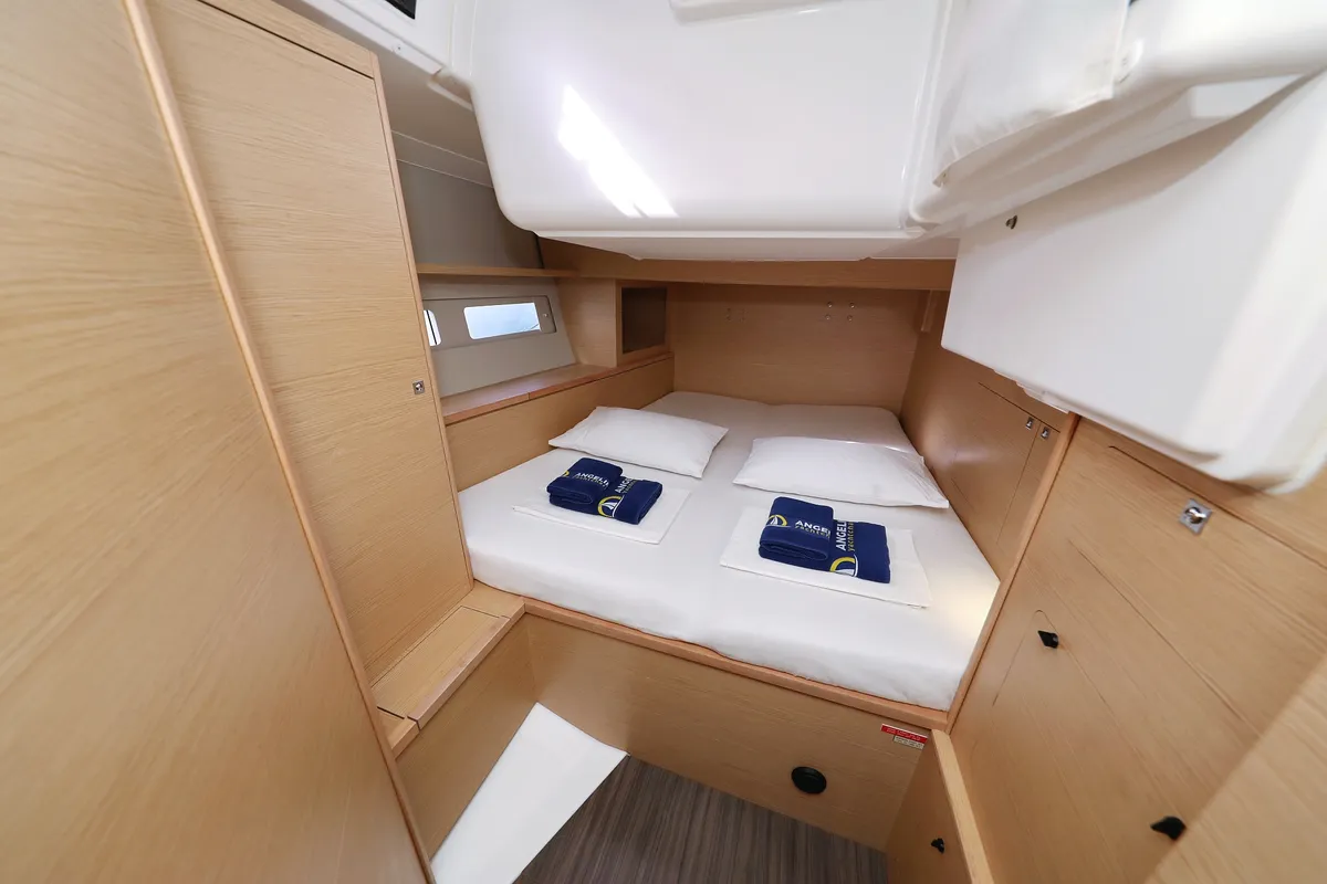Cabin on Dancer, a Dufour 530 sailboat at Općina Sukošan, Croatia