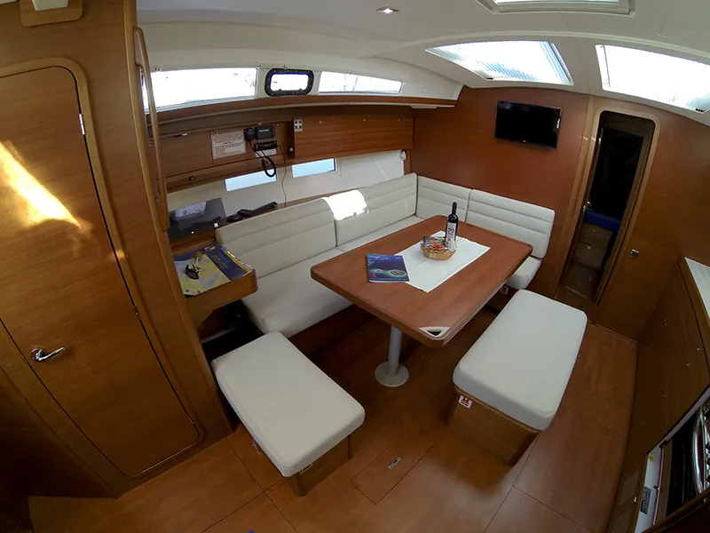 Salon of Get Lucky, a Dufour 460 Grand Large sailboat at Grad Šibenik, Croatia