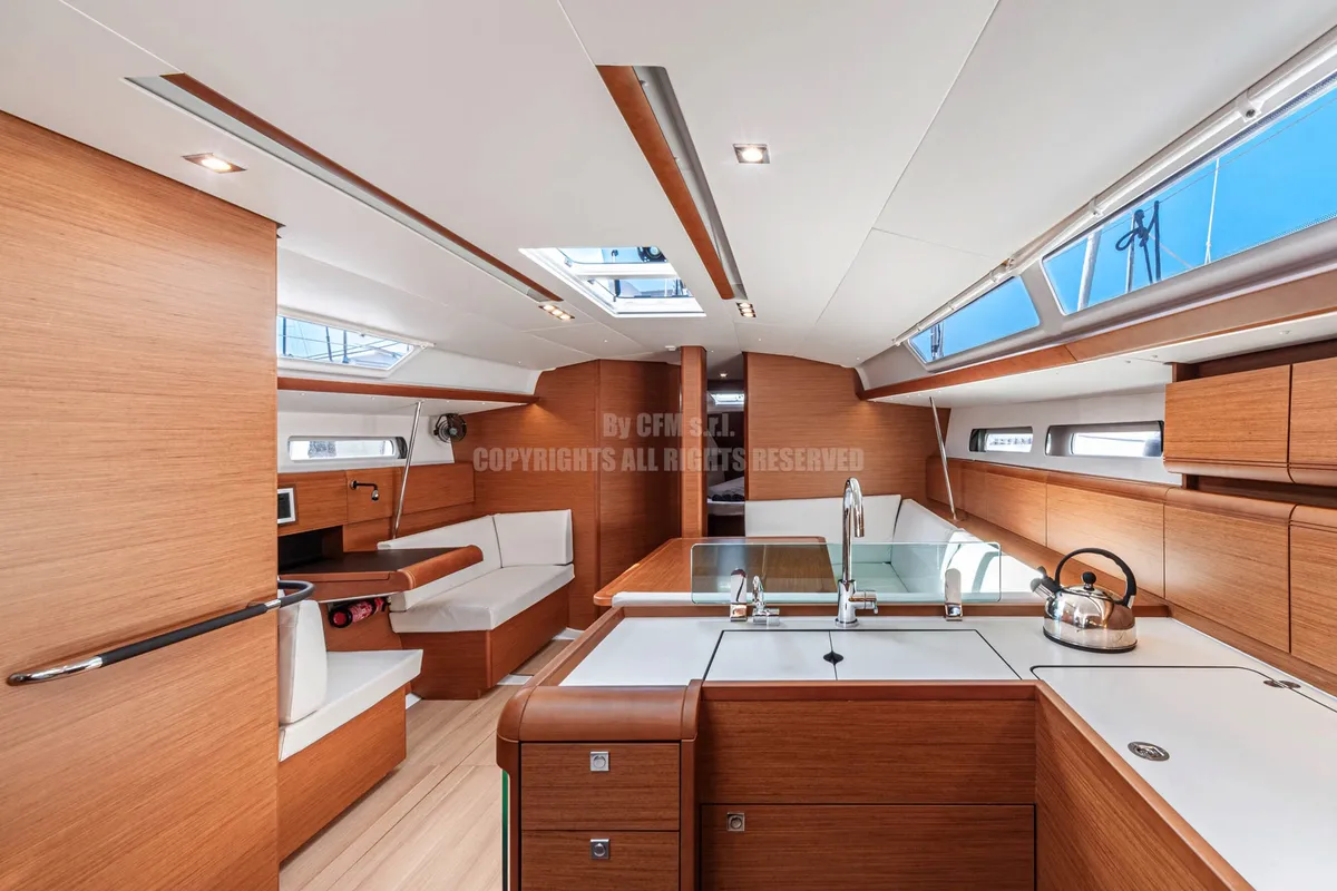 Salon of Nizza, a Jeanneau Sun Odyssey 449 sailboat at Capo d'Orlando, Italy