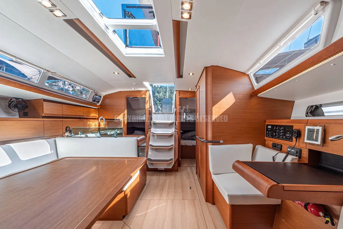 Salon of Nizza, a Jeanneau Sun Odyssey 449 sailboat at Capo d'Orlando, Italy