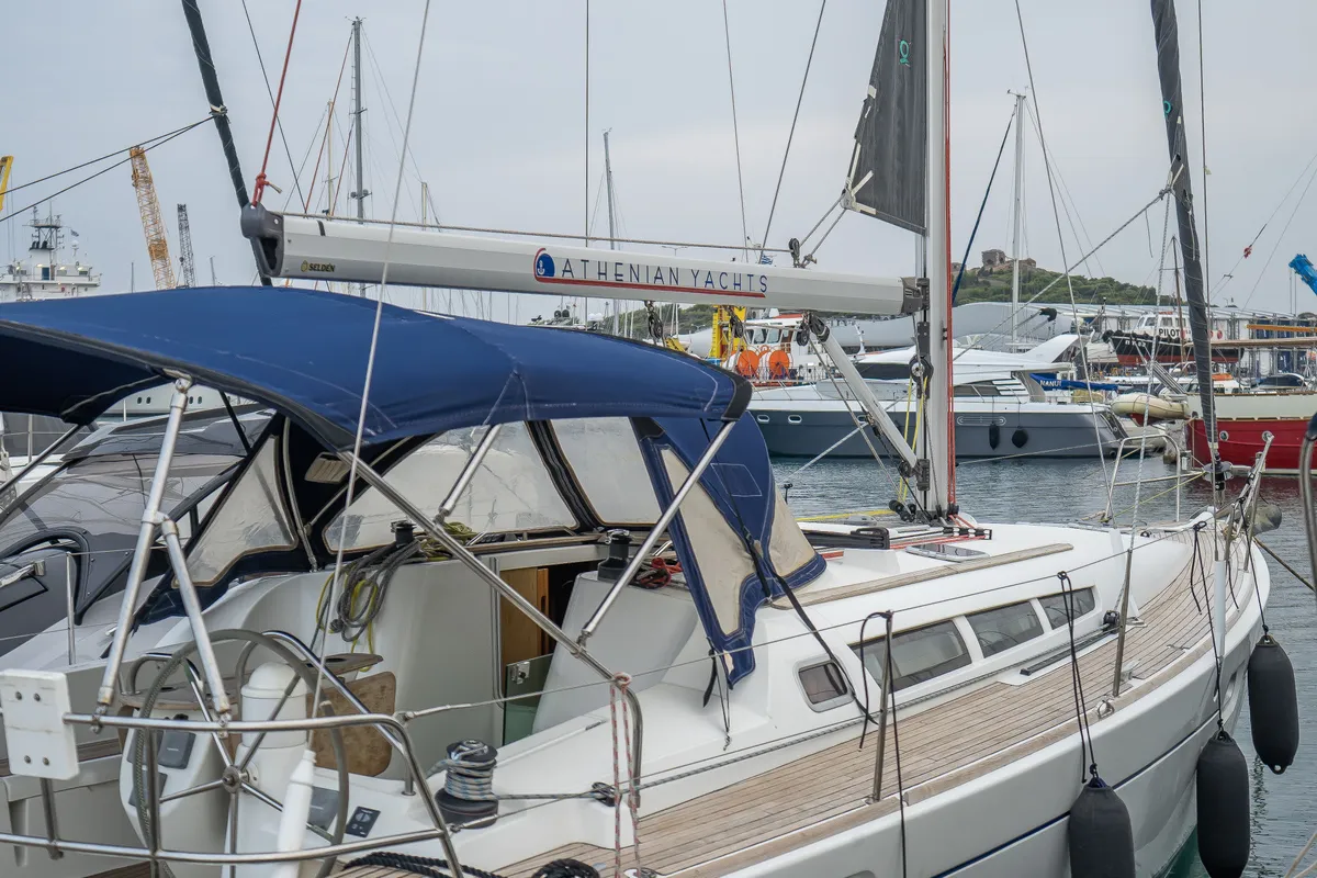 Exterior view of Best Men, a Jeanneau Sun Odyssey 42i sailboat at Neo Klima, Greece