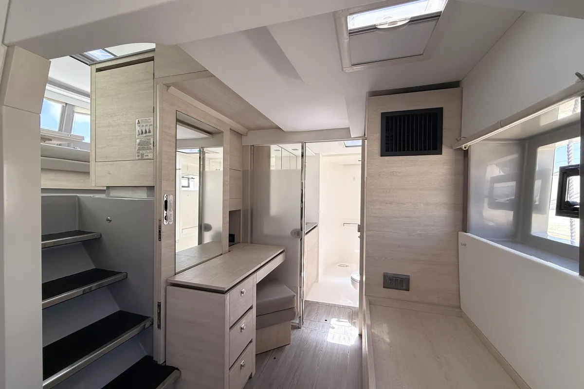 Cabin on Diamond Girl, a Beneteau Moorings 5000 catamaran at Road Town, British Virgin Islands