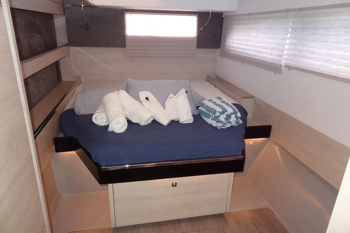 Head on Diamond Girl, a Beneteau Moorings 5000 catamaran at Road Town, British Virgin Islands
