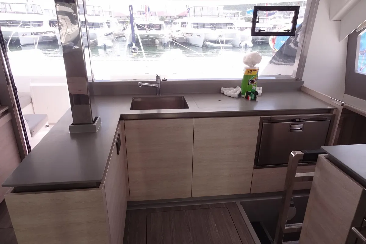 Cabin on Diamond Girl, a Beneteau Moorings 5000 catamaran at Road Town, British Virgin Islands