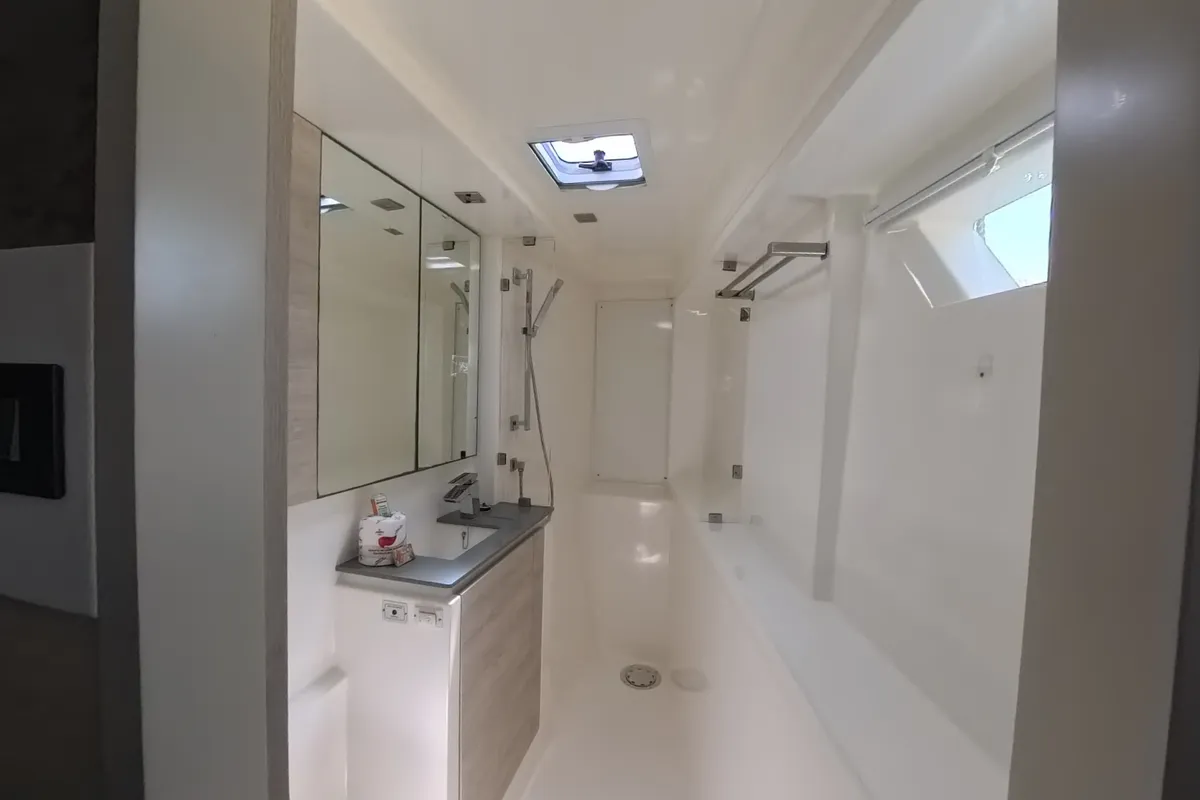 Deck of Diamond Girl, a Beneteau Moorings 5000 catamaran at Road Town, British Virgin Islands
