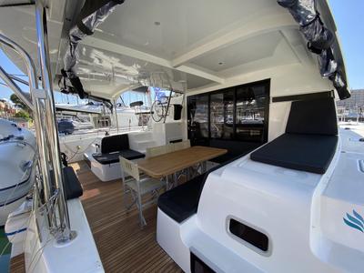 Deck of Blue Eyes, a Lagoon 42 catamaran at Olbia, Italy