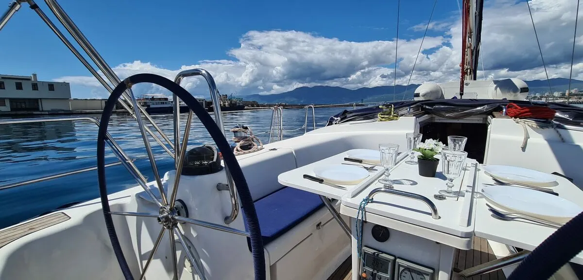 Deck of Sea Toy, a Bavaria 44 sailboat at Grad Rijeka, Croatia