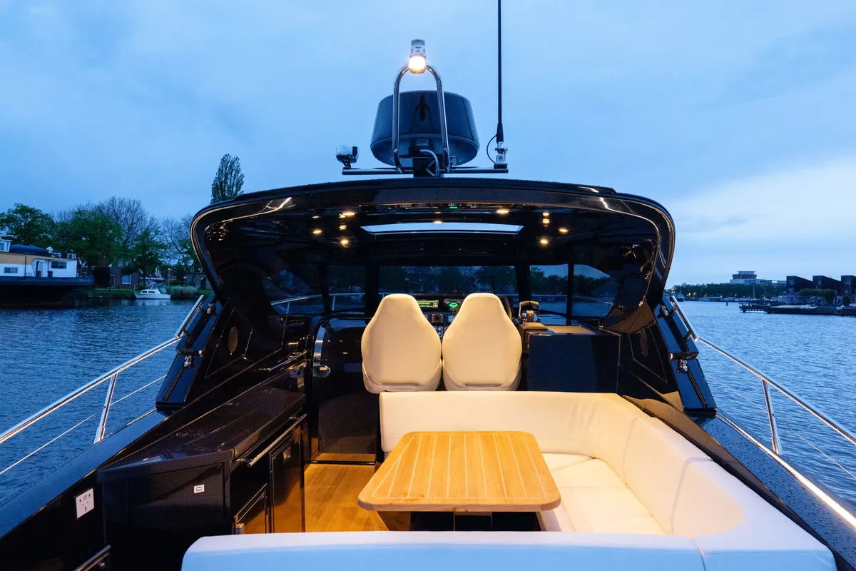 Deck of JOKER, a Focus Power 36 motorboat at Općina Sukošan, Croatia