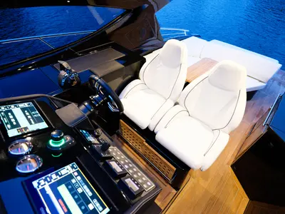 Cockpit of JOKER, a Focus Power 36 motorboat at Općina Sukošan, Croatia