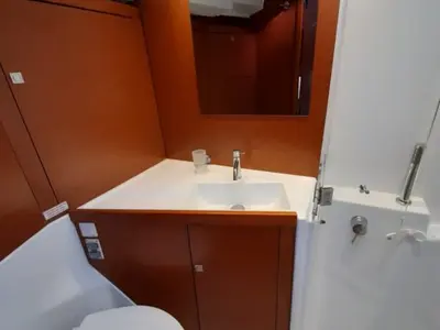 Head on Storm Dancer 1, a Beneteau Oceanis 45 sailboat at Marmaris, Turkey