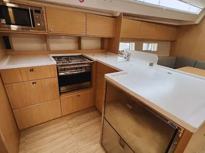 Galley of MALENA, a Bavaria C50 sailboat at Cecina, Italy