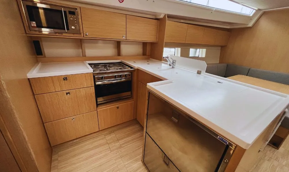 Galley of MALENA, a Bavaria C50 sailboat at Cecina, Italy