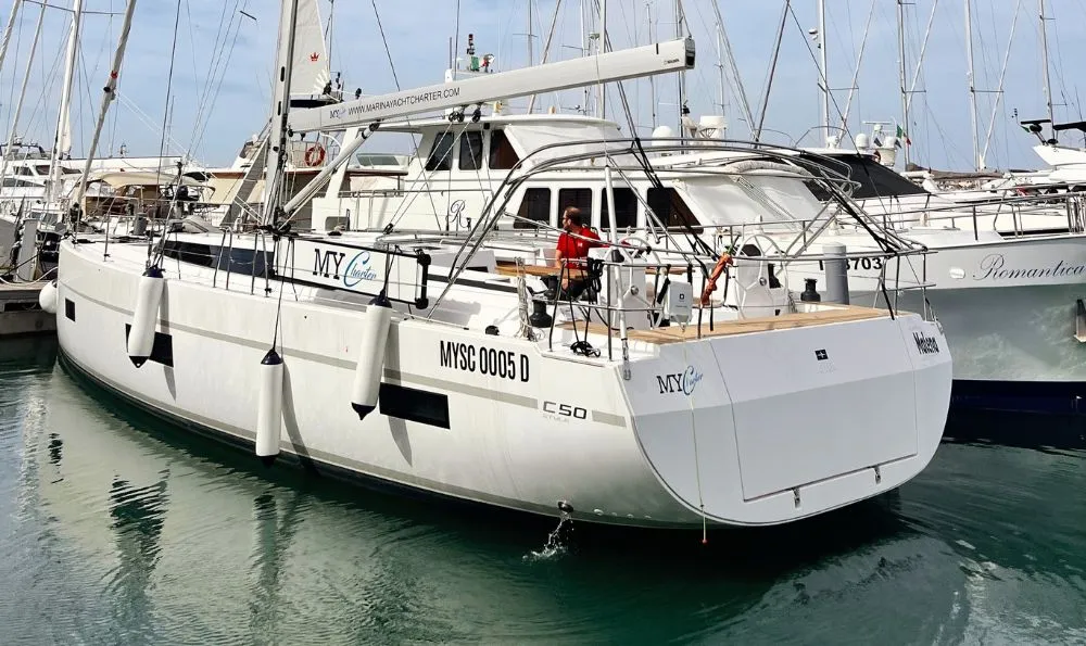 Exterior view of MALENA, a Bavaria C50 sailboat at Cecina, Italy