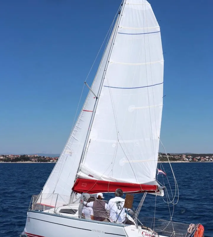 Exterior view of Cicoco, a Jeanneau Sun Fast 26 sailboat at Grad Biograd na Moru, Croatia