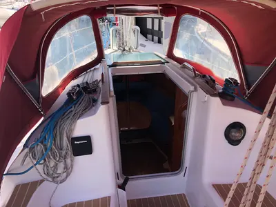 Cockpit of Cicoco, a Jeanneau Sun Fast 26 sailboat at Grad Biograd na Moru, Croatia