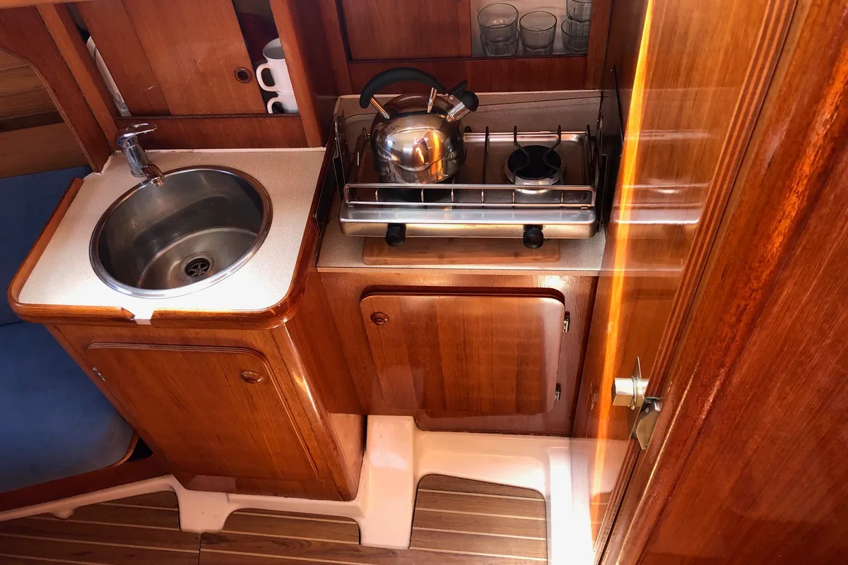 Galley of Cicoco, a Jeanneau Sun Fast 26 sailboat at Grad Biograd na Moru, Croatia