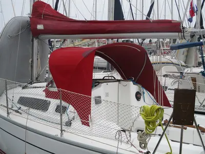 Deck of Cicoco, a Jeanneau Sun Fast 26 sailboat at Grad Biograd na Moru, Croatia
