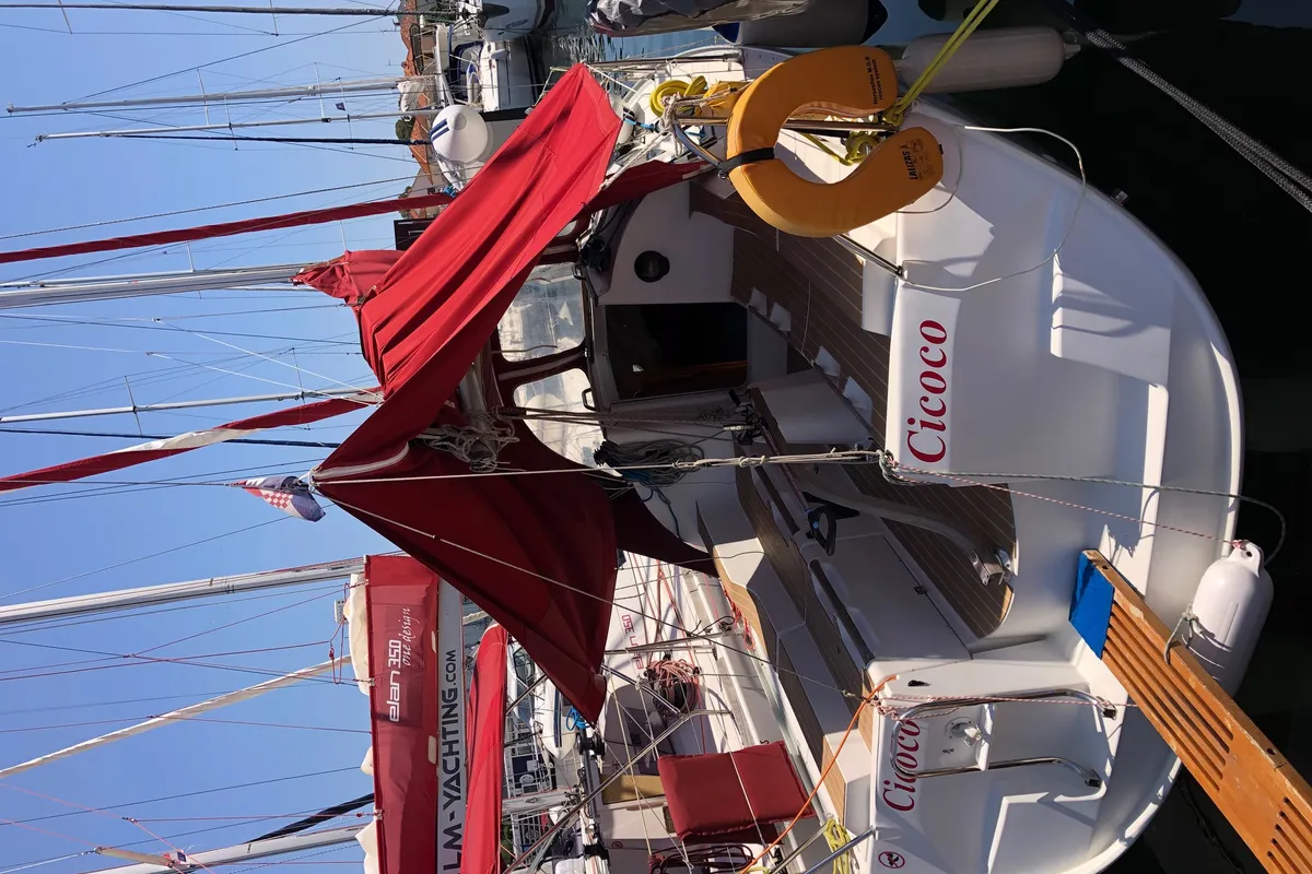 Exterior view of Cicoco, a Jeanneau Sun Fast 26 sailboat at Grad Biograd na Moru, Croatia
