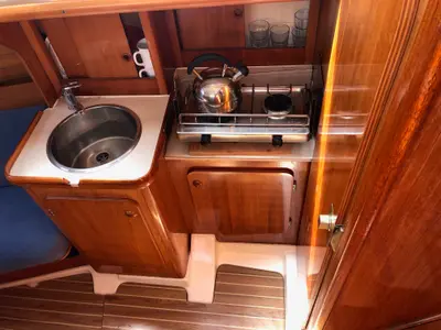 Galley of Cicoco, a Jeanneau Sun Fast 26 sailboat at Grad Biograd na Moru, Croatia