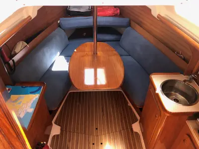 Salon of Cicoco, a Jeanneau Sun Fast 26 sailboat at Grad Biograd na Moru, Croatia
