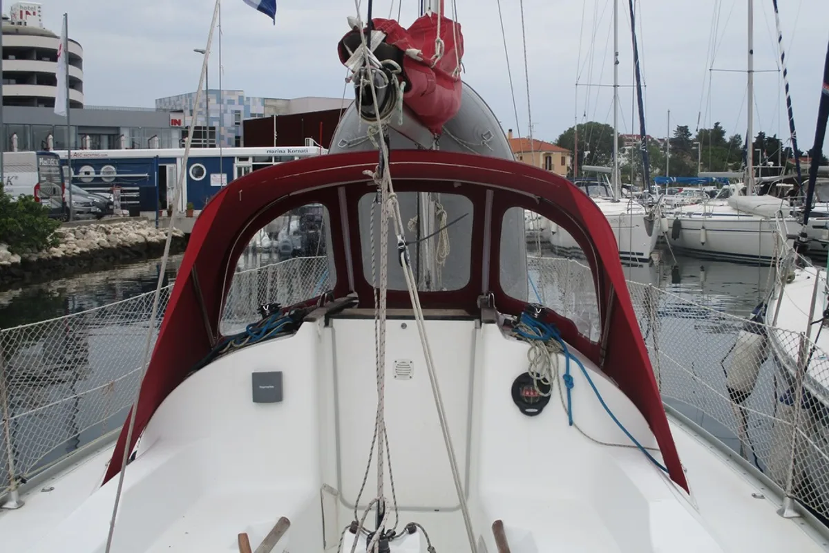 Exterior view of Cicoco, a Jeanneau Sun Fast 26 sailboat at Grad Biograd na Moru, Croatia