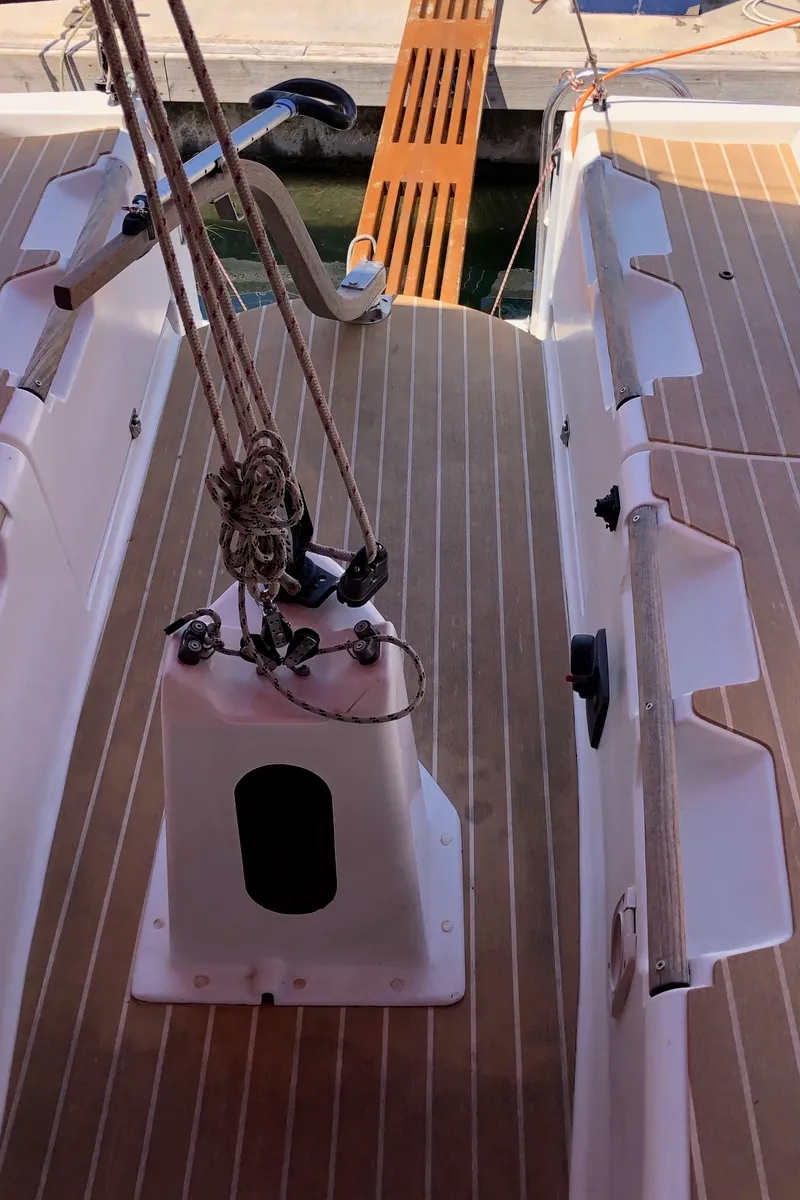Deck of Cicoco, a Jeanneau Sun Fast 26 sailboat at Grad Biograd na Moru, Croatia