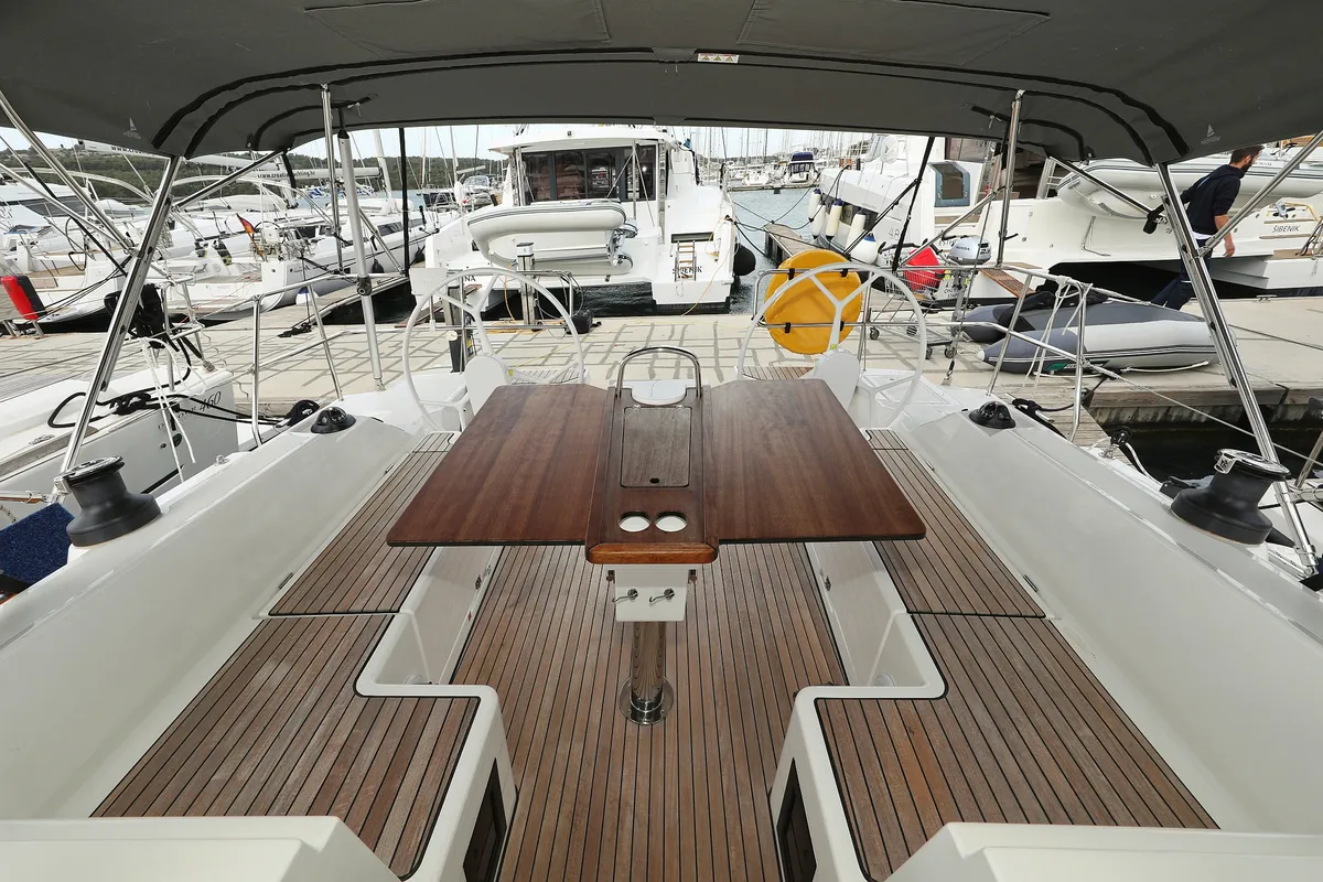 Exterior view of Levente, a Bavaria C42 sailboat at Grad Vodice, Croatia