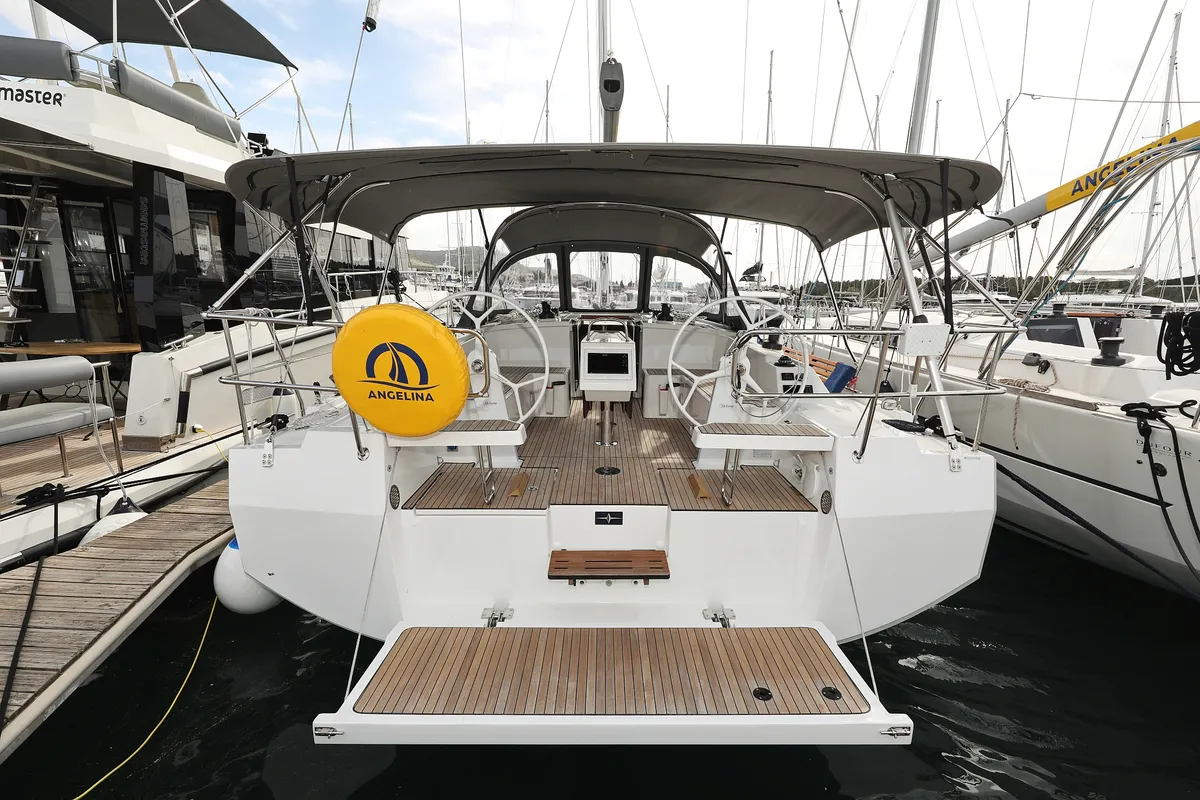 Exterior view of Levente, a Bavaria C42 sailboat at Grad Vodice, Croatia