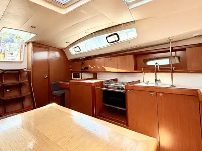 Galley of Classic, a Beneteau Oceanis 40 sailboat at Fethiye, Turkey
