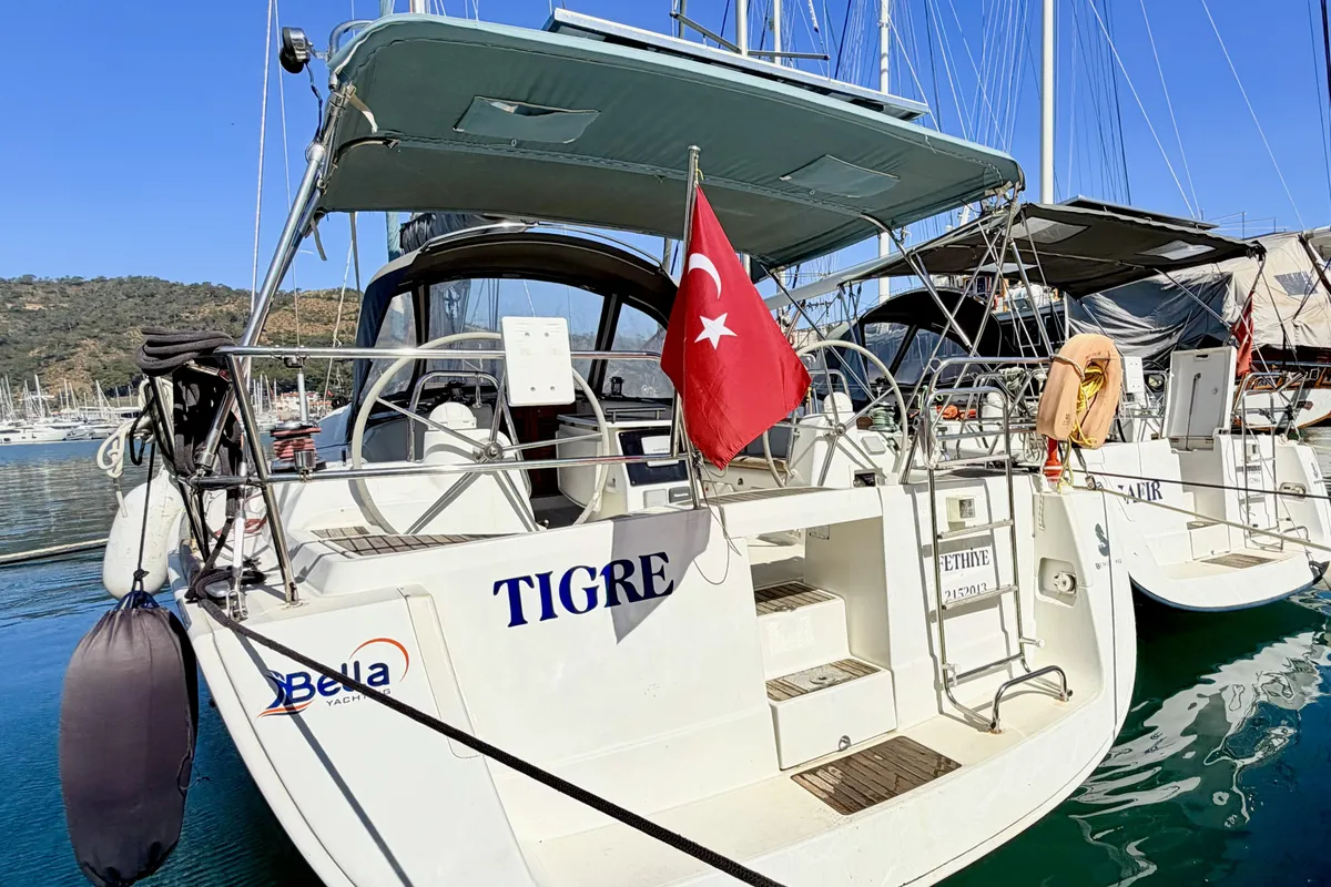 Exterior view of Classic, a Beneteau Oceanis 40 sailboat at Fethiye, Turkey