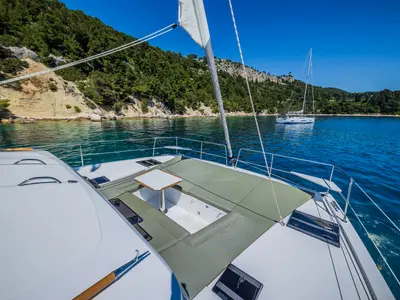 Deck of Susanne, a Bali Catsmart catamaran at Općina Sukošan, Croatia