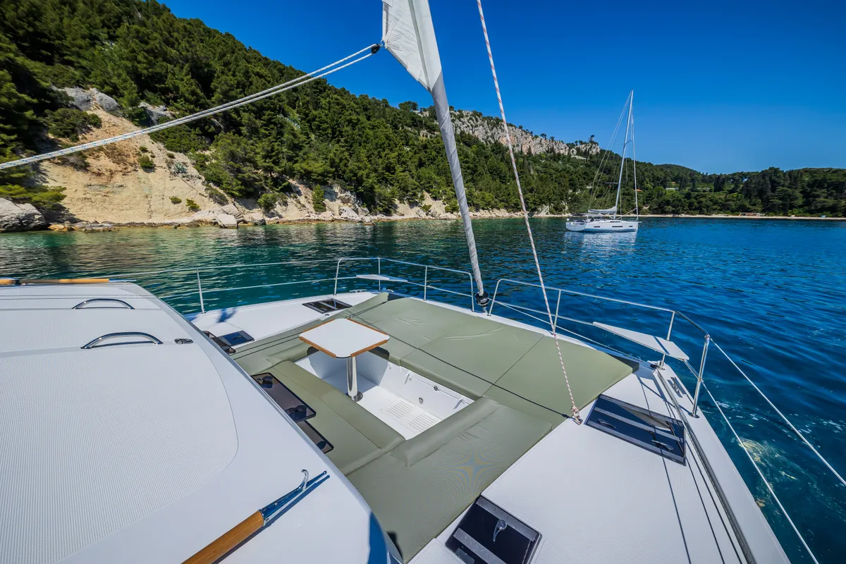 Deck of Susanne, a Bali Catsmart catamaran at Općina Sukošan, Croatia