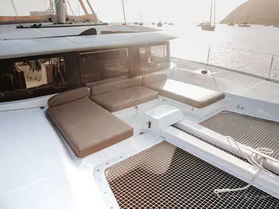 Deck of Machango, a Lagoon 46 catamaran at es Jonquet, Spain