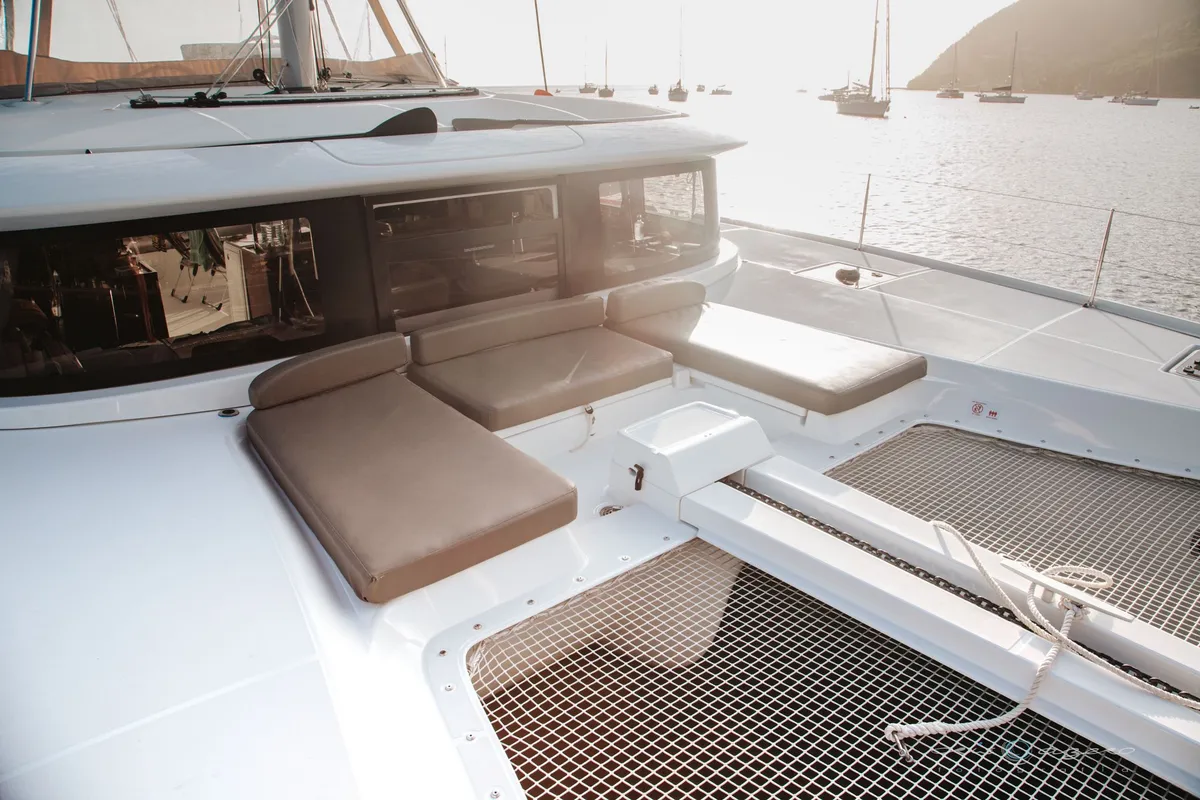Deck of Machango, a Lagoon 46 catamaran at es Jonquet, Spain