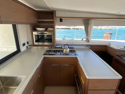 Galley of Machango, a Lagoon 46 catamaran at es Jonquet, Spain