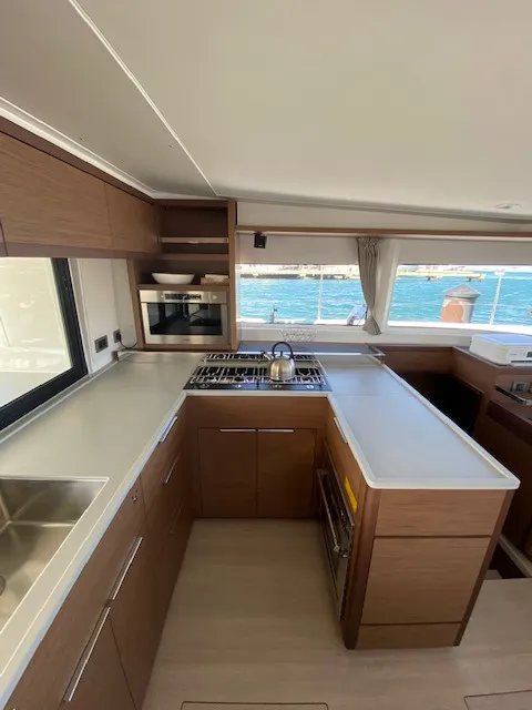 Galley of Machango, a Lagoon 46 catamaran at es Jonquet, Spain