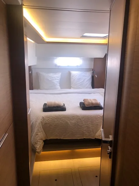 Cabin on Machango, a Lagoon 46 catamaran at es Jonquet, Spain