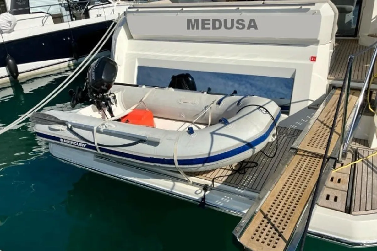 Medusa, a Jeanneau Prestige 520 Flybridge motor yacht at Split, Croatia