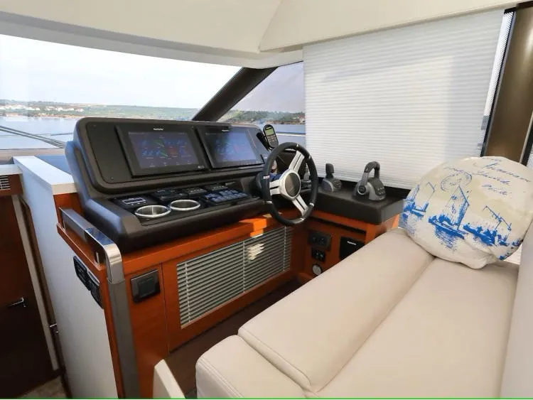 Cockpit of Medusa, a Jeanneau Prestige 520 Flybridge motor yacht at Split, Croatia