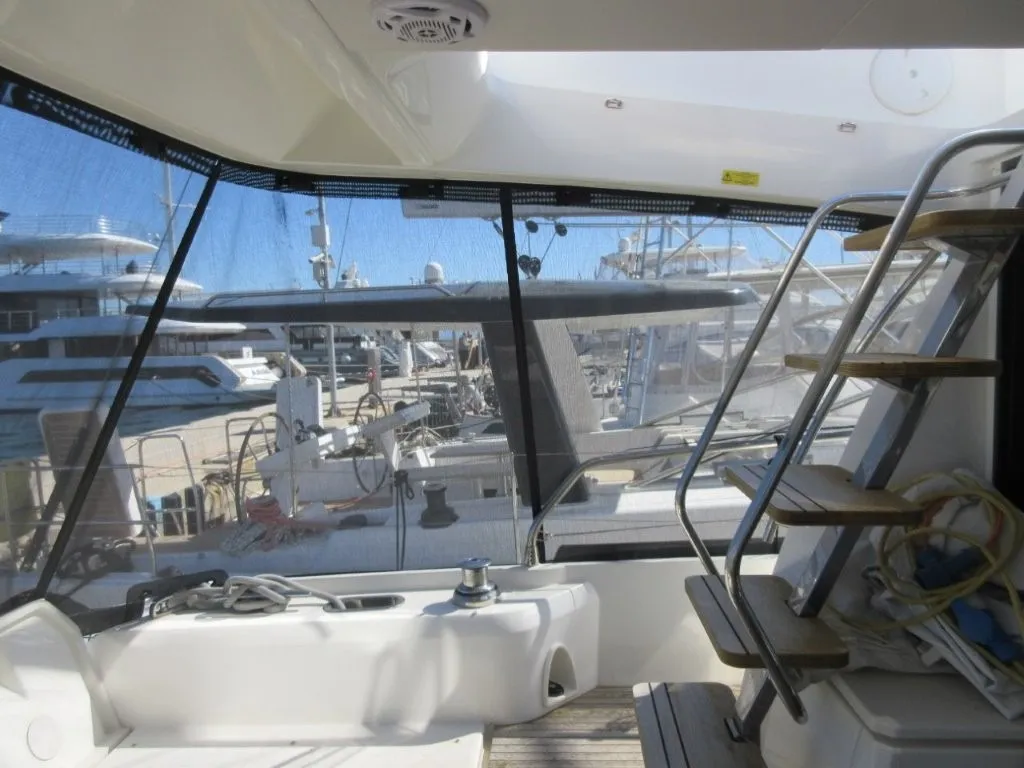 Deck of Medusa, a Jeanneau Prestige 520 Flybridge motor yacht at Split, Croatia