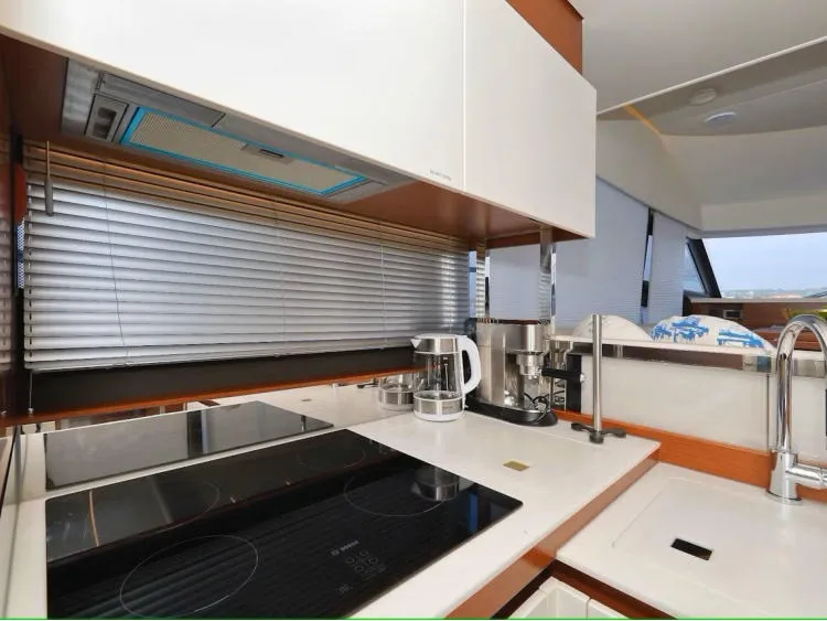 Galley of Medusa, a Jeanneau Prestige 520 Flybridge motor yacht at Split, Croatia