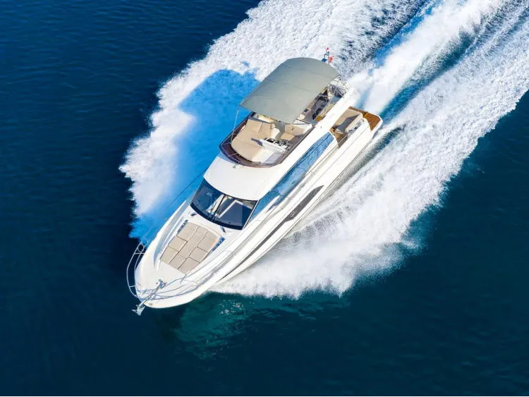 Deck of Medusa, a Jeanneau Prestige 520 Flybridge motor yacht at Split, Croatia