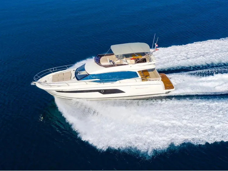 Head on Medusa, a Jeanneau Prestige 520 Flybridge motor yacht at Split, Croatia