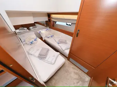 Deck of Medusa, a Jeanneau Prestige 520 Flybridge motor yacht at Split, Croatia