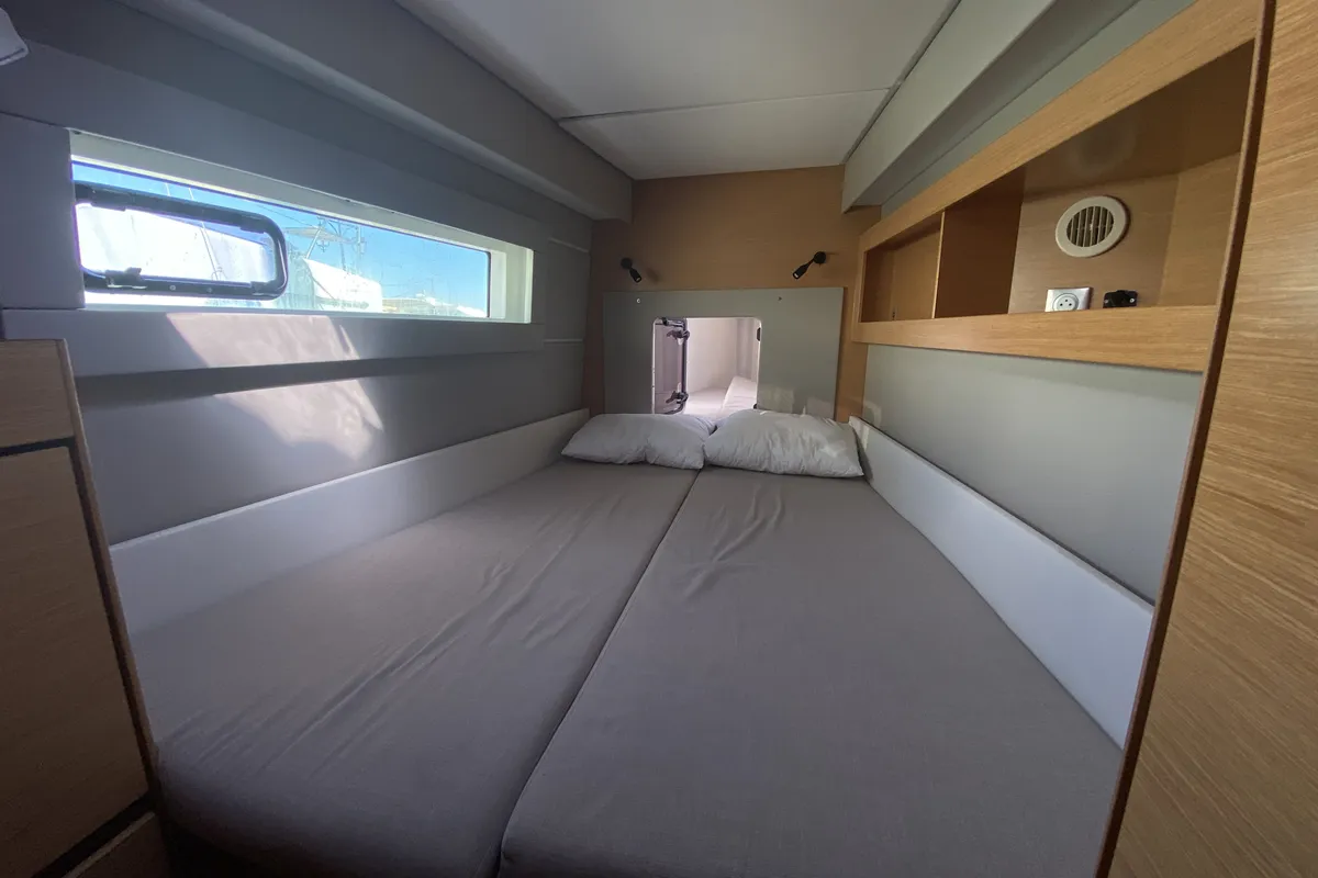 Cabin on Open Sea, a Nautitech 46 Open catamaran at Athens, Greece