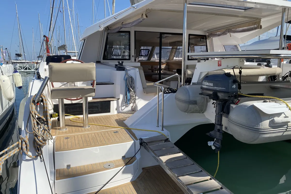 Deck of Open Sea, a Nautitech 46 Open catamaran at Athens, Greece
