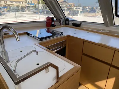 Galley of Open Sea, a Nautitech 46 Open catamaran at Athens, Greece